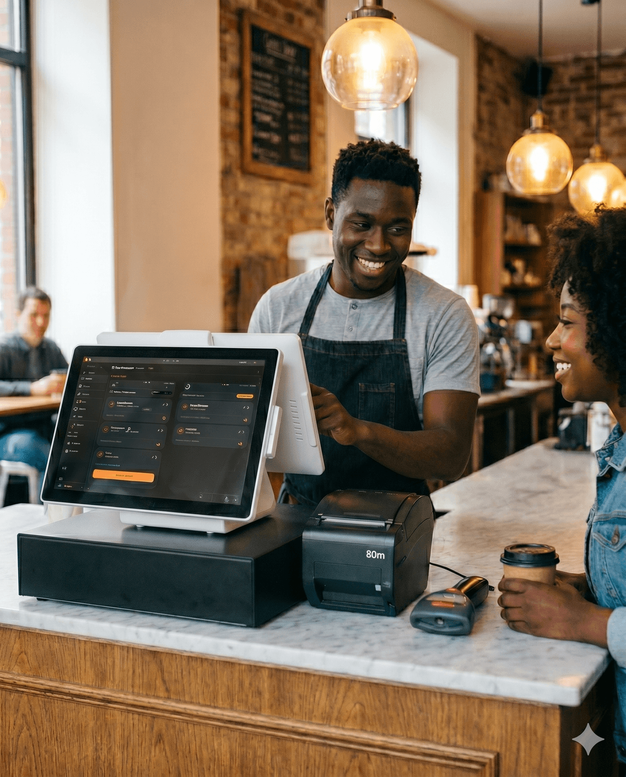 Merchant using SubaPOS at the counter